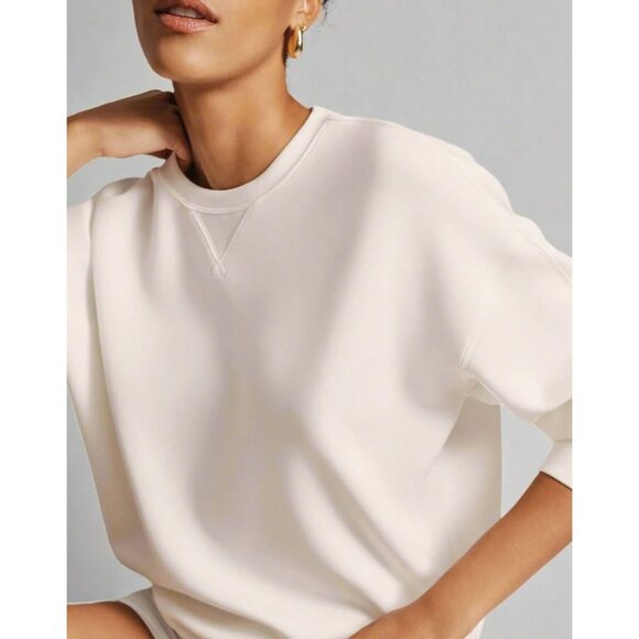 SPANX AirEssentials Crewneck Sweatshirt Powder-sz Large - Picture 3 of 12